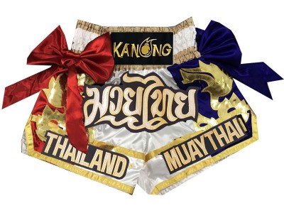 Kanong Muay Thai Kickbox broekje kind : KNS-128-Wit-K