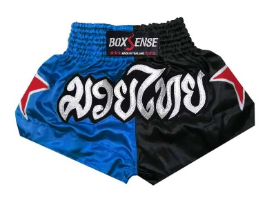 Boxsense Muay Thai Broekjes : BXS-089-Blauw-Zwart