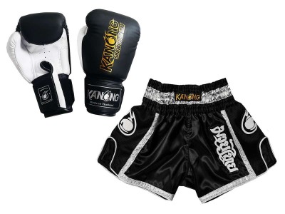 Productset Bijpassende Muay Thai handschoenen en broekje : Set-208-Zwart