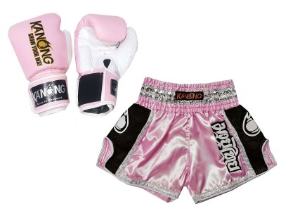Productset Bijpassende Muay Thai-handschoenen en broekje  : Set-208-Roze