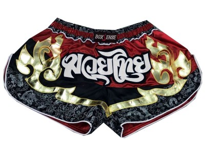 Boxsense Retro Muay Thai Shorts Broekjes‎ : BXSRTO-028-Rood