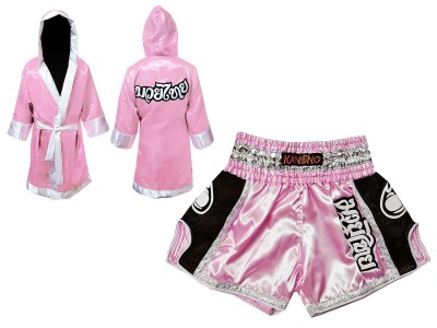 Kanong  kickboks gewaad en Kickboks broekje dames  met naam : Model 208-Roze