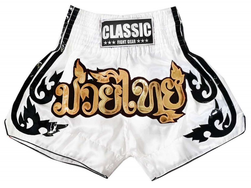 Classic Muay Thai kickboks broekjes : CLS-016 Wit