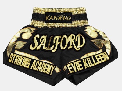 Kickboks Shorts zwart Ontwerpen : KNSCUST-1007