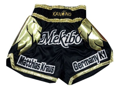 Lion Kick boks Shorts Ontwerpen : KNSCUST-1124 Zwart
