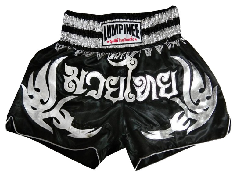 Lumpinee Muay Thai broekje : LUM-050-Zwart-Zilver
