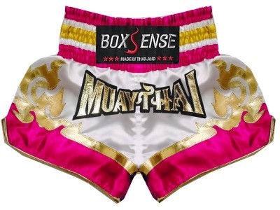 Boxsense Muay Thai  Broekjes : BXS-099-Wit-Roze