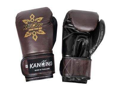 Kanong Kick boks Bokshandschoenen van echt leer : Bruin/Zwart