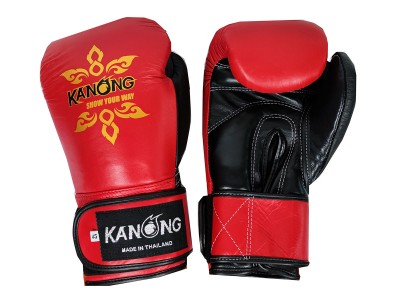 Kanong Muay Thai Bokshandschoenen van echt leer : Rood/Zwart