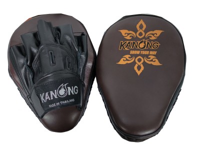 Kanong professionele stootkussens voor Muay Thai : Bruin/Zwart (rundleer)