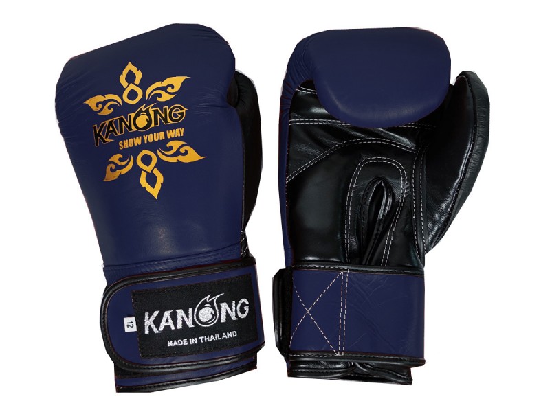 spleet Klem Magazijn Kanong Muay Thai-handschoenen van echt leer : Marineblauw/Zwart |  MuayThaiBoksen.com