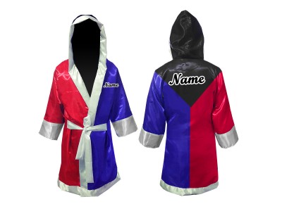 Kanong Gepersonaliseerde Bokser kostuum met naam : Zwart/Blauw/Rood