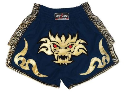 Boxsense Retro Muay Thai Shorts Broekjes‎ : BXSRTO-026-Marineblauw
