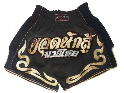 Boxsense Retro Muay Thai Shorts Broekjes‎ : BXSRTO-027-Zwart