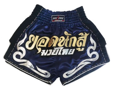 Boxsense Retro Muay Thai Shorts Broekjes‎ : BXSRTO-027-Marineblauw