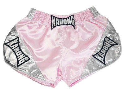 Kanong Retro Muay Thai Shorts Kickboks Broekje : KNSRTO-201-Roze-Zilver