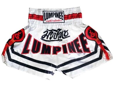 Lumpinee Muay Thai Kickboks Broekjes Broek Shorts : LUM-036 Wit