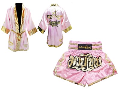 Kanong Boksen gevechtsjas en Muay Thai Shorts : Model 121-Roze