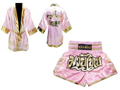 Kanong Boks gewaad en Muay Thai broekje Ontwerpen : Model 121-Roze