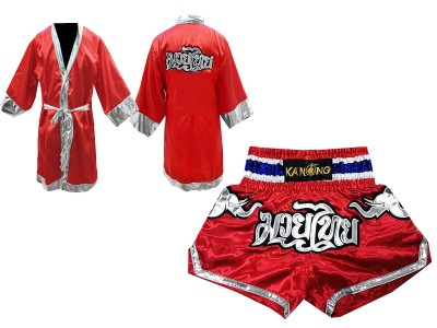 Kanong Muay Thai gewaad en Muay Thai broek Ontwerpen : Model 125-Rood
