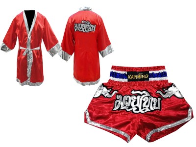 Kanong Muay Thai gewaad en Muay Thai broek Ontwerpen : Model 125-Rood Olifant 